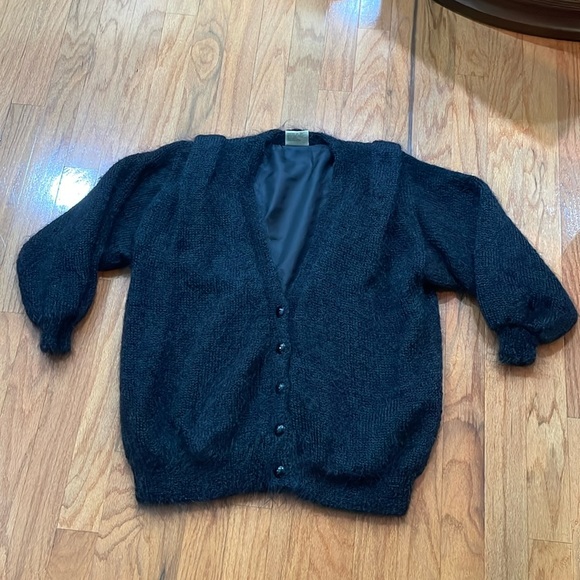 Claire Ellen Sweaters - A Black Fuzzy Woman’s Vintage Designer Knitwear Claire Ellen Made in England
